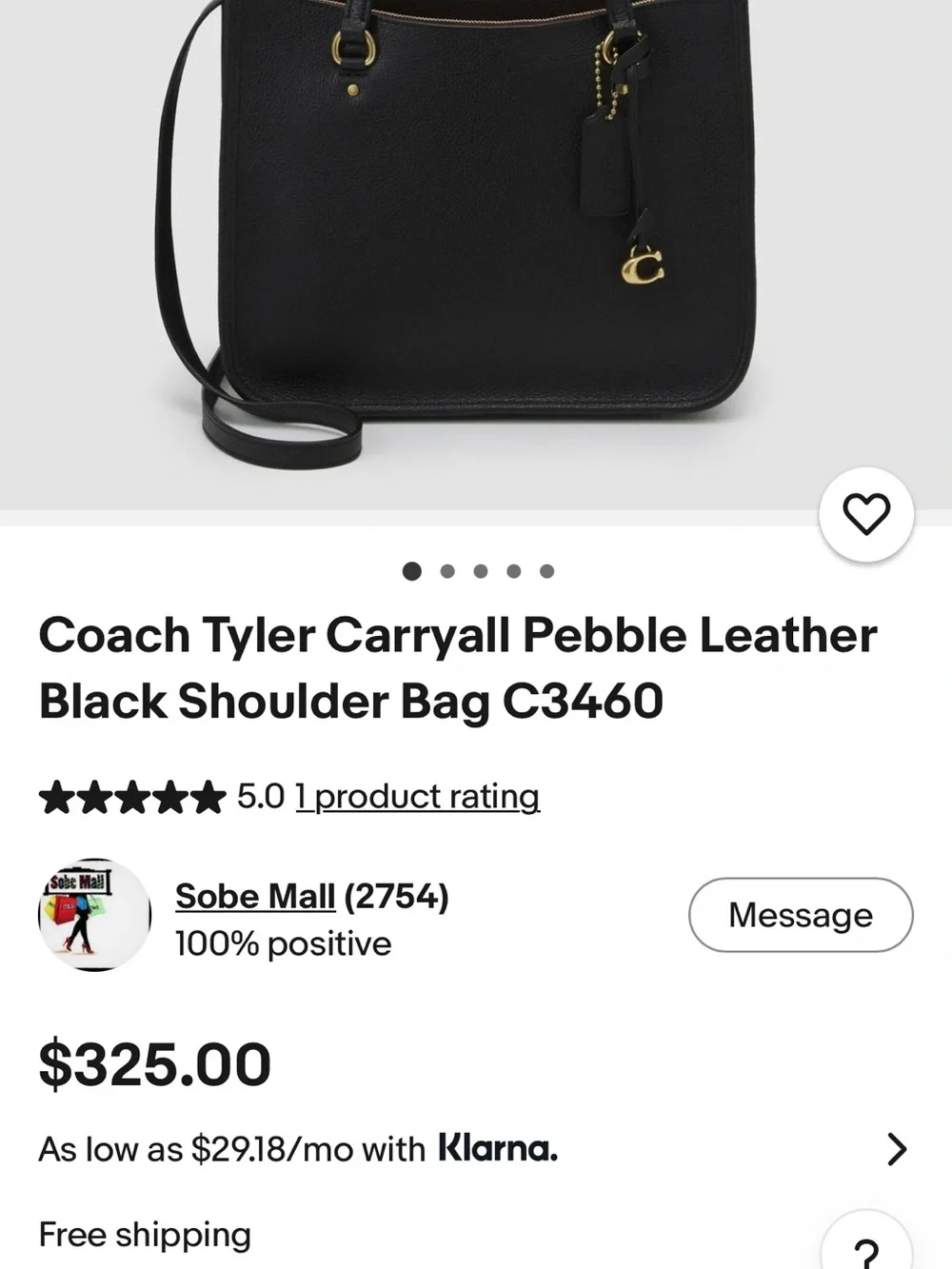 Coach Black Embossed Signature Crossbody with Gold Hardware - Picture 4 of 4